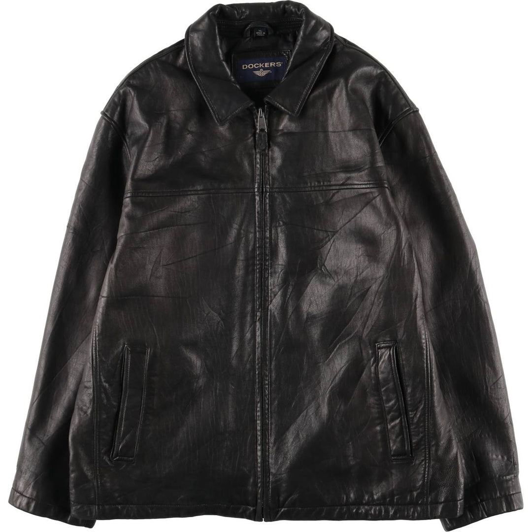 Dockers padded leather jacket, men's size XL Genuine Leather Lamb Leather black type Vintage Second Hand