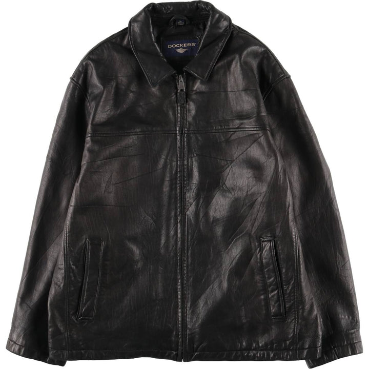 Dockers padded leather jacket, men's size XL Genuine Leather Lamb Leather black type Vintage Second Hand