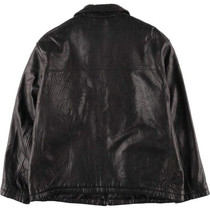 Dockers padded leather jacket, men's size XL Genuine Leather Lamb Leather black type Vintage Second Hand