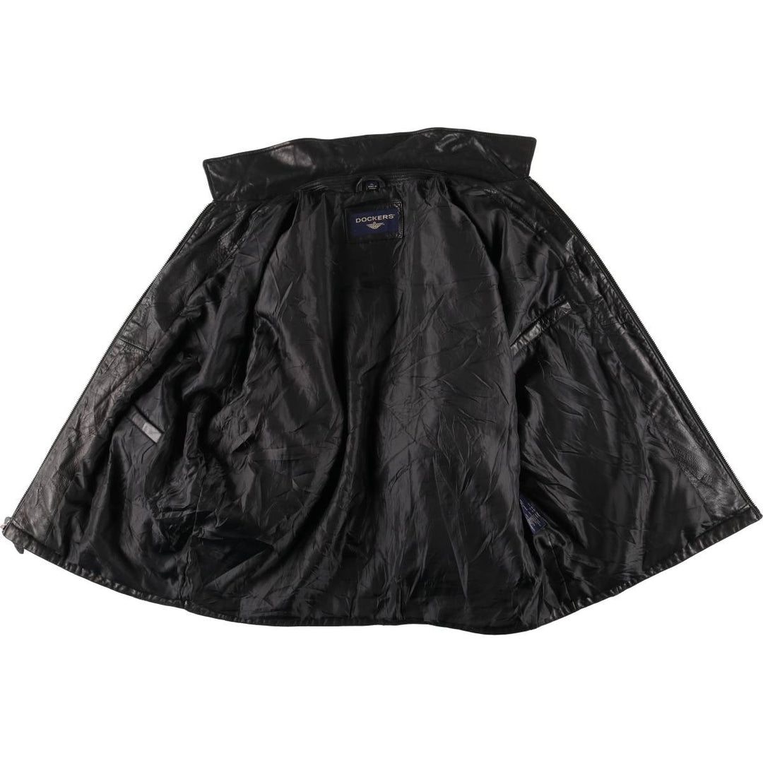 Dockers padded leather jacket, men's size XL Genuine Leather Lamb Leather black type Vintage Second Hand