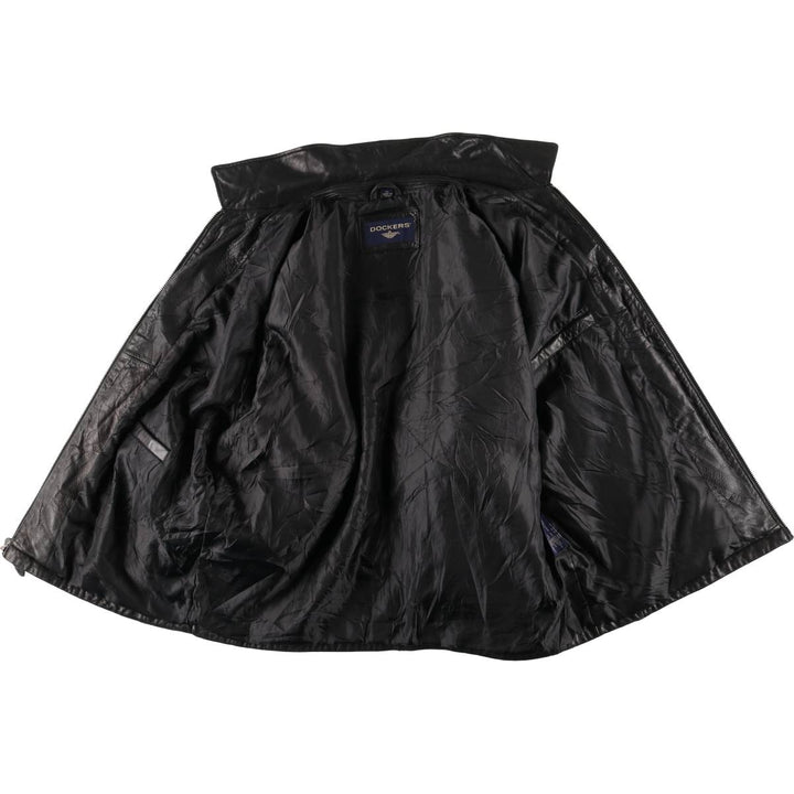 Dockers padded leather jacket, men's size XL Genuine Leather Lamb Leather black type Vintage Second Hand