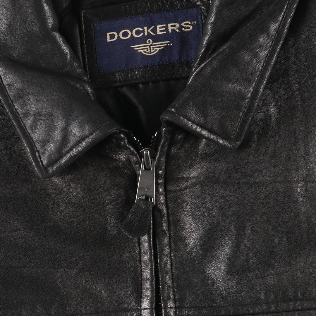 Dockers padded leather jacket, men's size XL Genuine Leather Lamb Leather black type Vintage Second Hand
