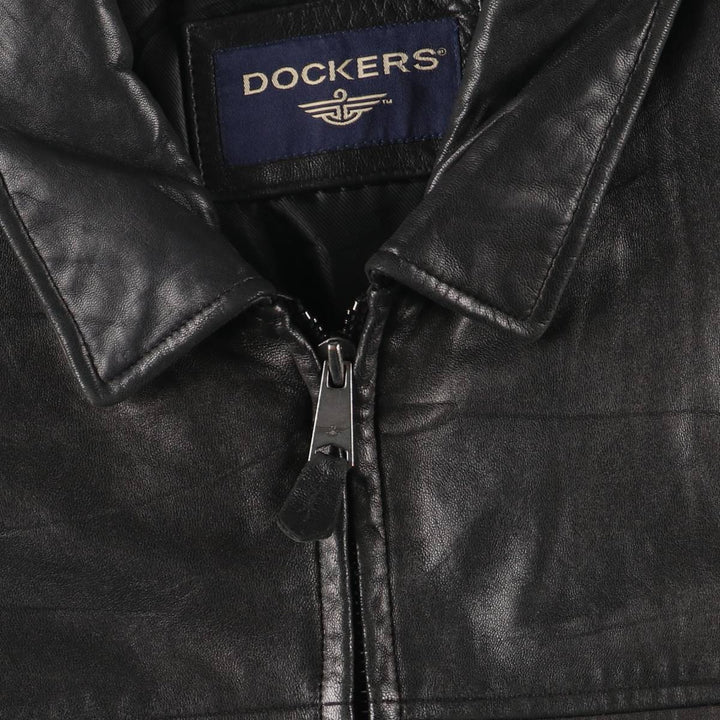Dockers padded leather jacket, men's size XL Genuine Leather Lamb Leather black type Vintage Second Hand