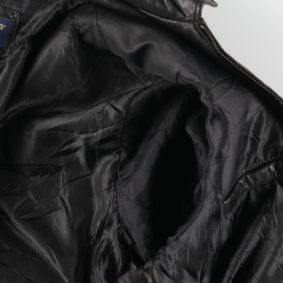 Dockers padded leather jacket, men's size XL Genuine Leather Lamb Leather black type Vintage Second Hand