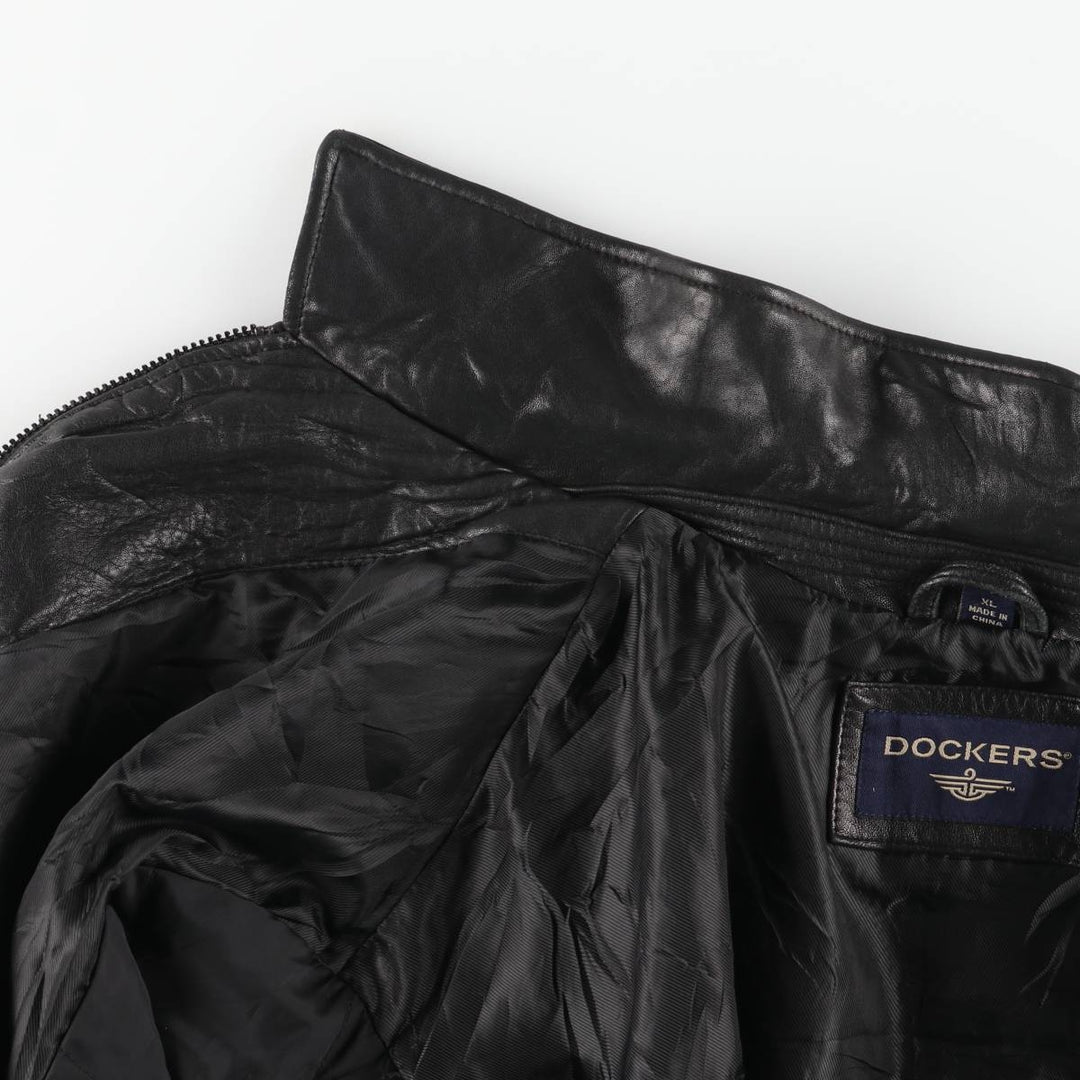 Dockers padded leather jacket, men's size XL Genuine Leather Lamb Leather black type Vintage Second Hand