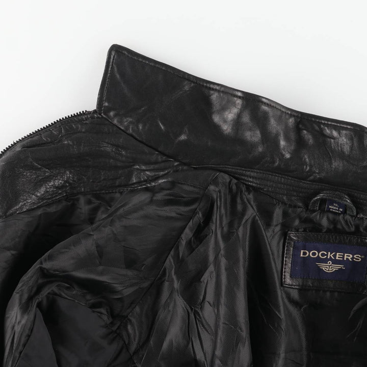 Dockers padded leather jacket, men's size XL Genuine Leather Lamb Leather black type Vintage Second Hand