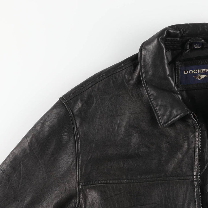 Dockers padded leather jacket, men's size XL Genuine Leather Lamb Leather black type Vintage Second Hand