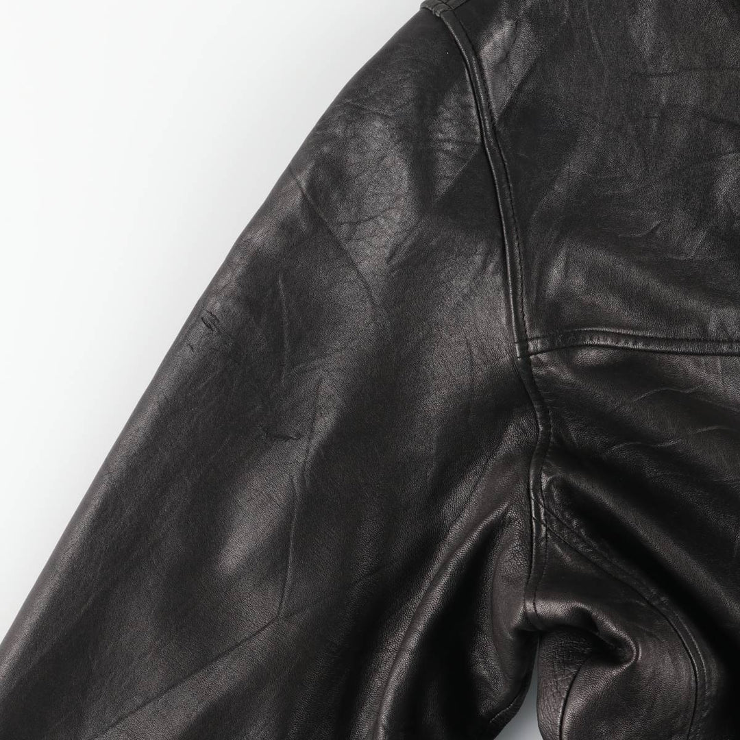 Dockers padded leather jacket, men's size XL Genuine Leather Lamb Leather black type Vintage Second Hand