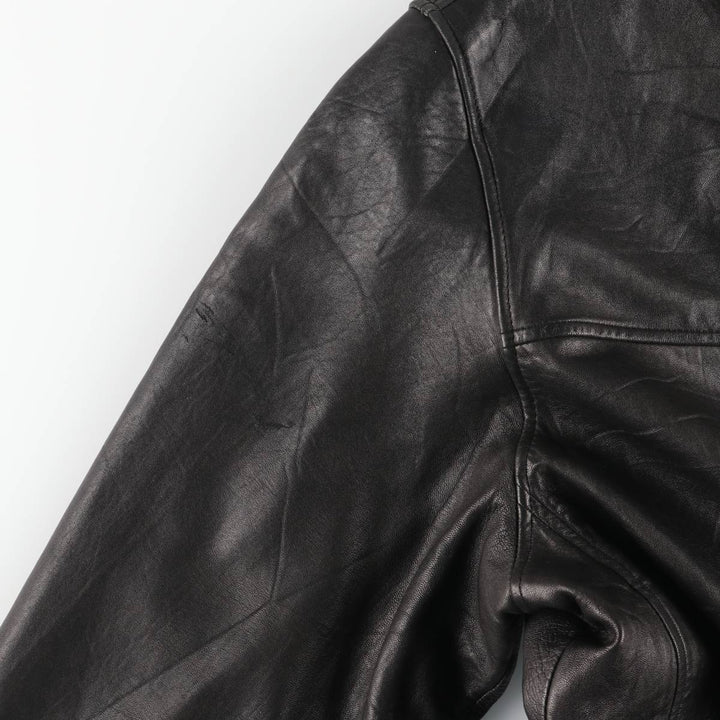 Dockers padded leather jacket, men's size XL Genuine Leather Lamb Leather black type Vintage Second Hand