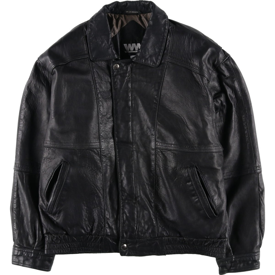 WEATHERMAN Leather Blouson, Made in Canada, Men's Size XL genuine leather black type Vintage Second Hand