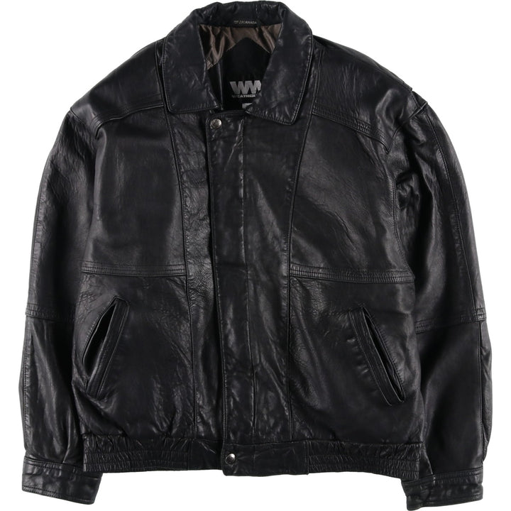 WEATHERMAN Leather Blouson, Made in Canada, Men's Size XL genuine leather black type Vintage Second Hand