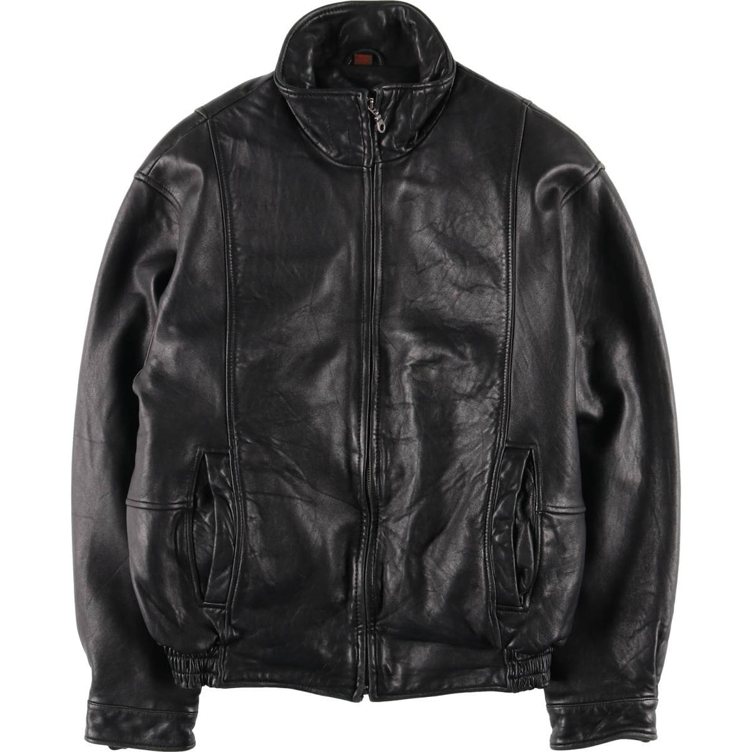 90s-00'S DANIER Padded Stand Collar Leather Blouson, Men's Size Small genuine leather black type Vintage Second Hand
