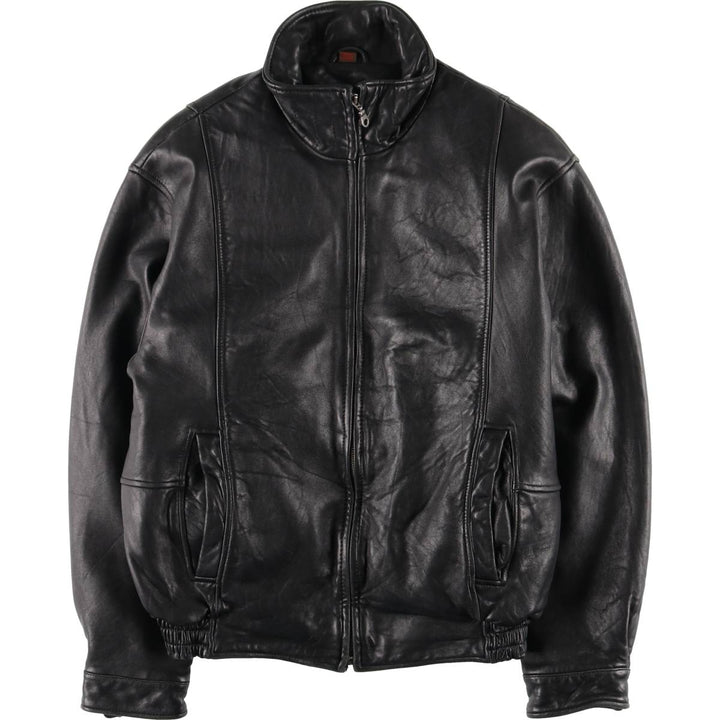 90s-00'S DANIER Padded Stand Collar Leather Blouson, Men's Size Small genuine leather black type Vintage Second Hand
