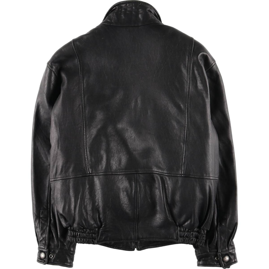 90s-00'S DANIER Padded Stand Collar Leather Blouson, Men's Size Small genuine leather black type Vintage Second Hand
