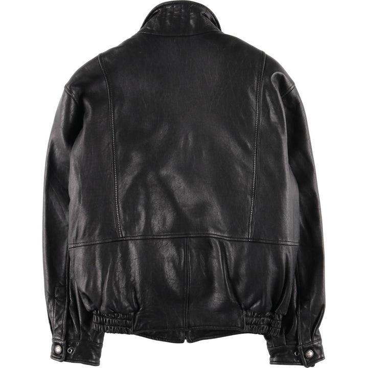 90s-00'S DANIER Padded Stand Collar Leather Blouson, Men's Size Small genuine leather black type Vintage Second Hand