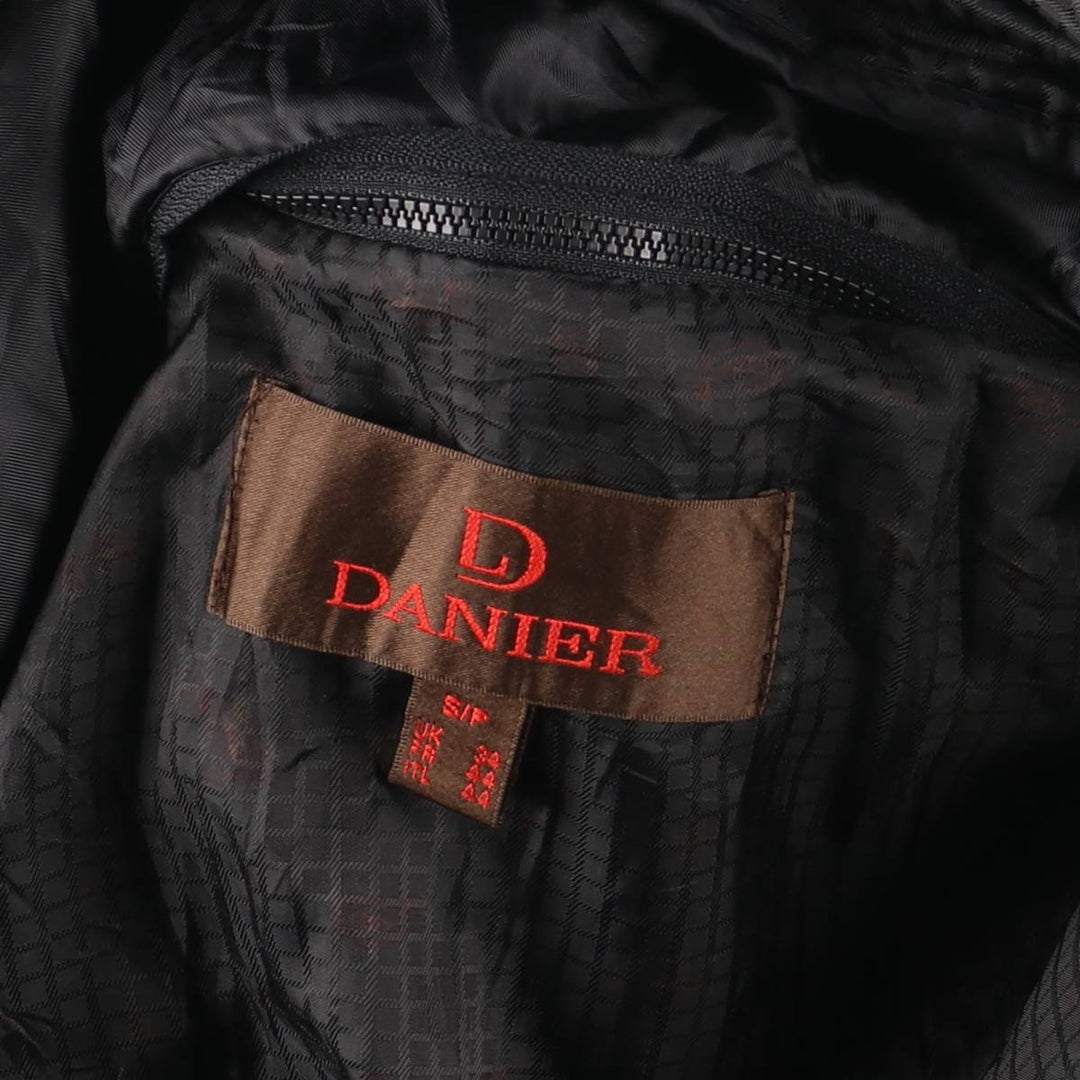90s-00'S DANIER Padded Stand Collar Leather Blouson, Men's Size Small genuine leather black type Vintage Second Hand