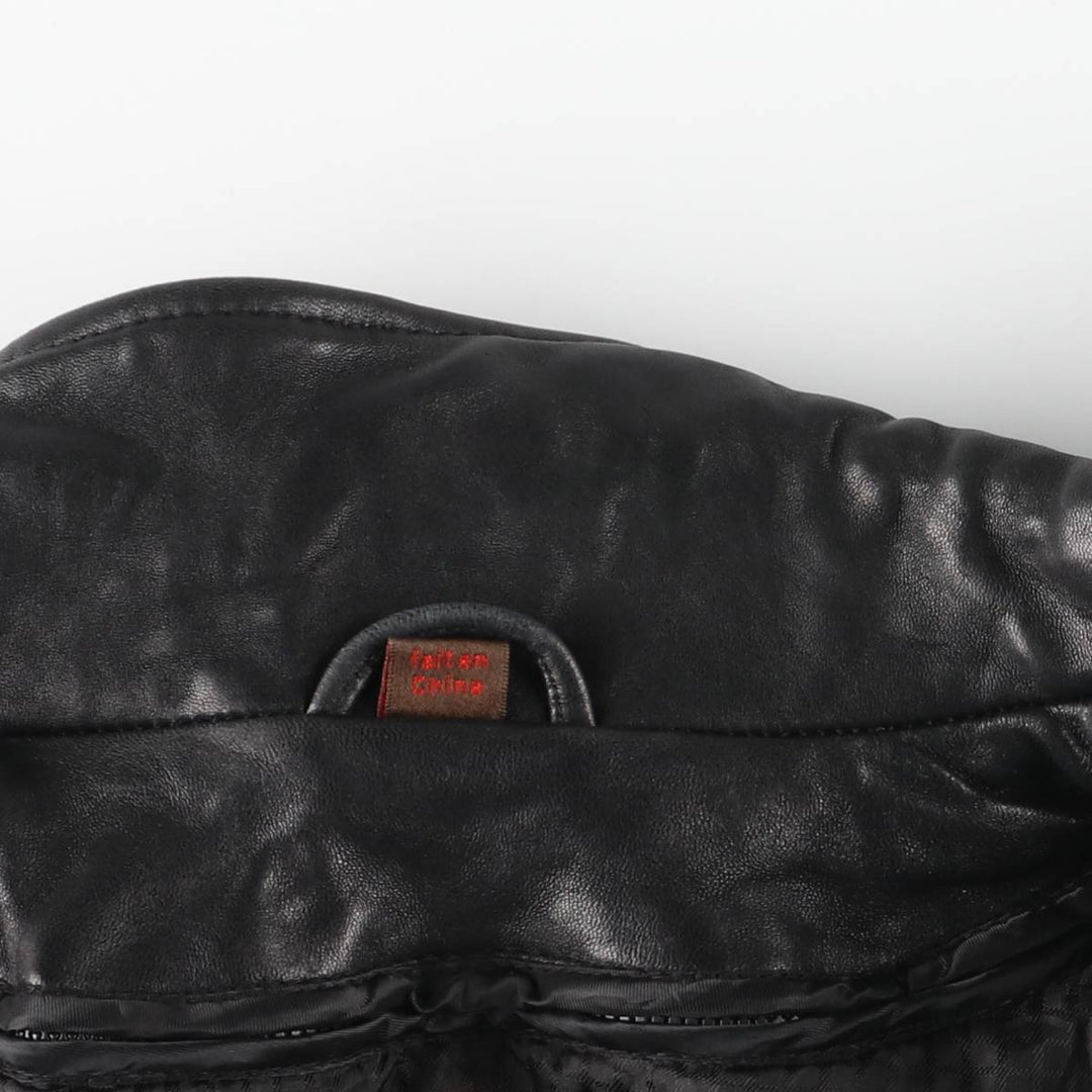 90s-00'S DANIER Padded Stand Collar Leather Blouson, Men's Size Small genuine leather black type Vintage Second Hand