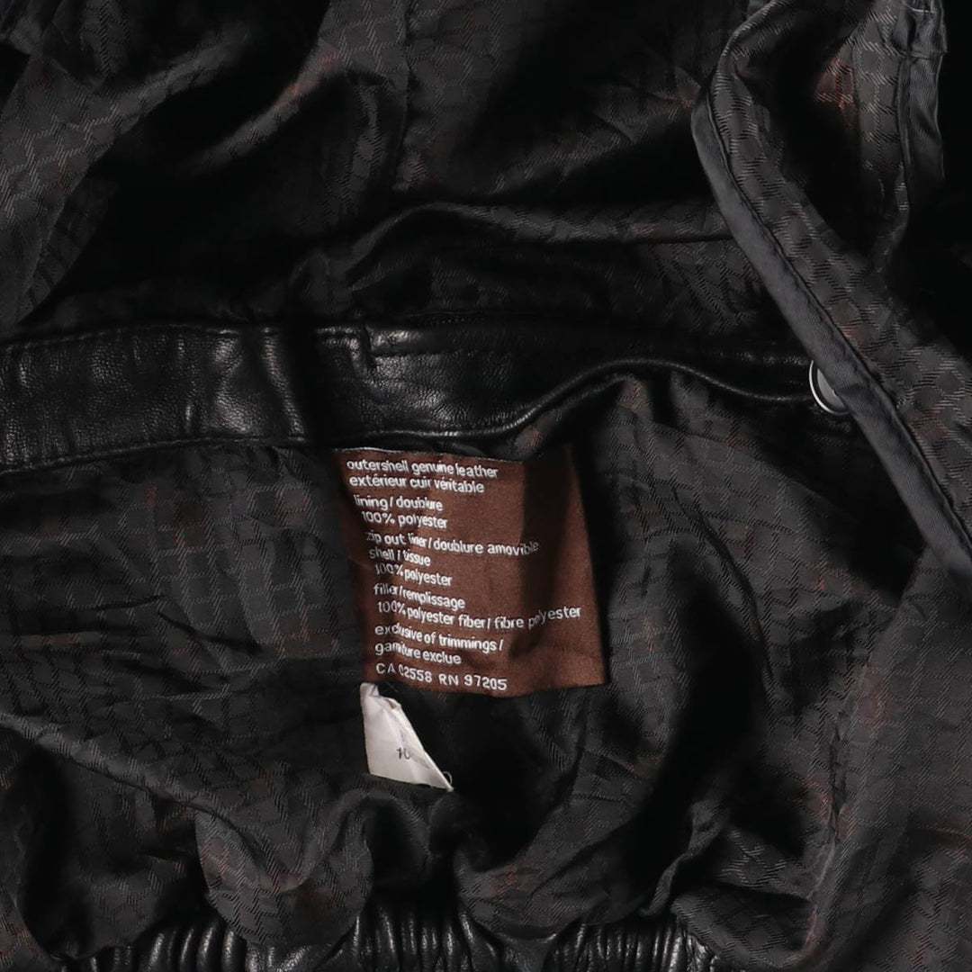 90s-00'S DANIER Padded Stand Collar Leather Blouson, Men's Size Small genuine leather black type Vintage Second Hand