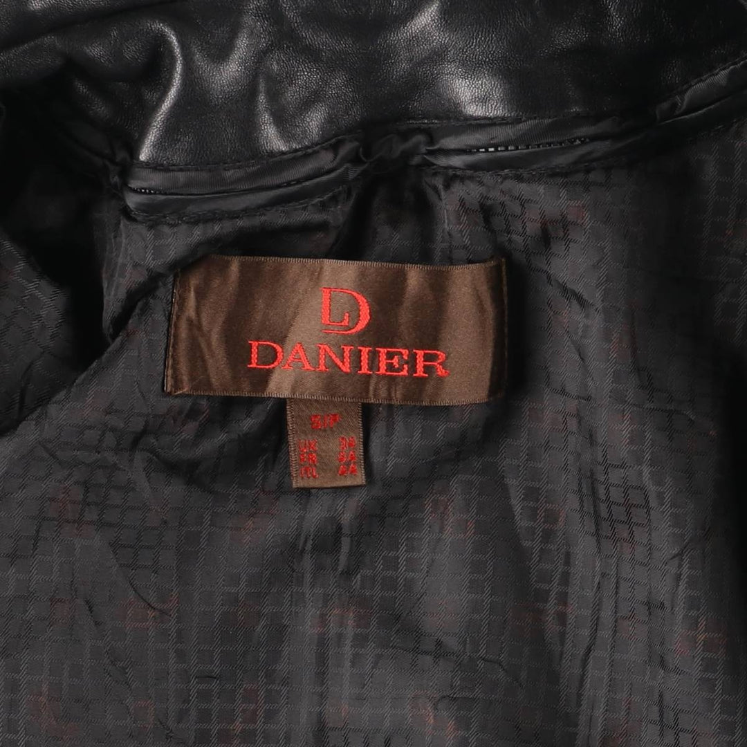 90s-00'S DANIER Padded Stand Collar Leather Blouson, Men's Size Small genuine leather black type Vintage Second Hand
