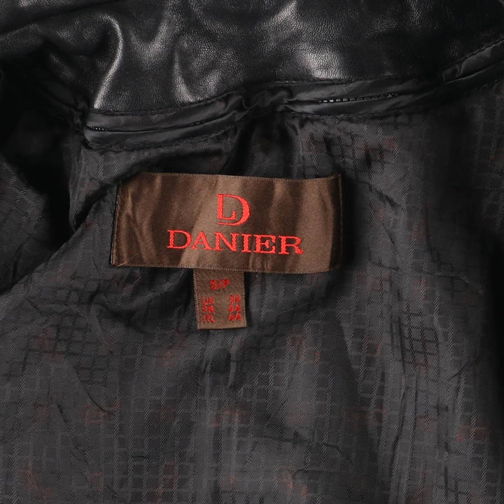 90s-00'S DANIER Padded Stand Collar Leather Blouson, Men's Size Small genuine leather black type Vintage Second Hand