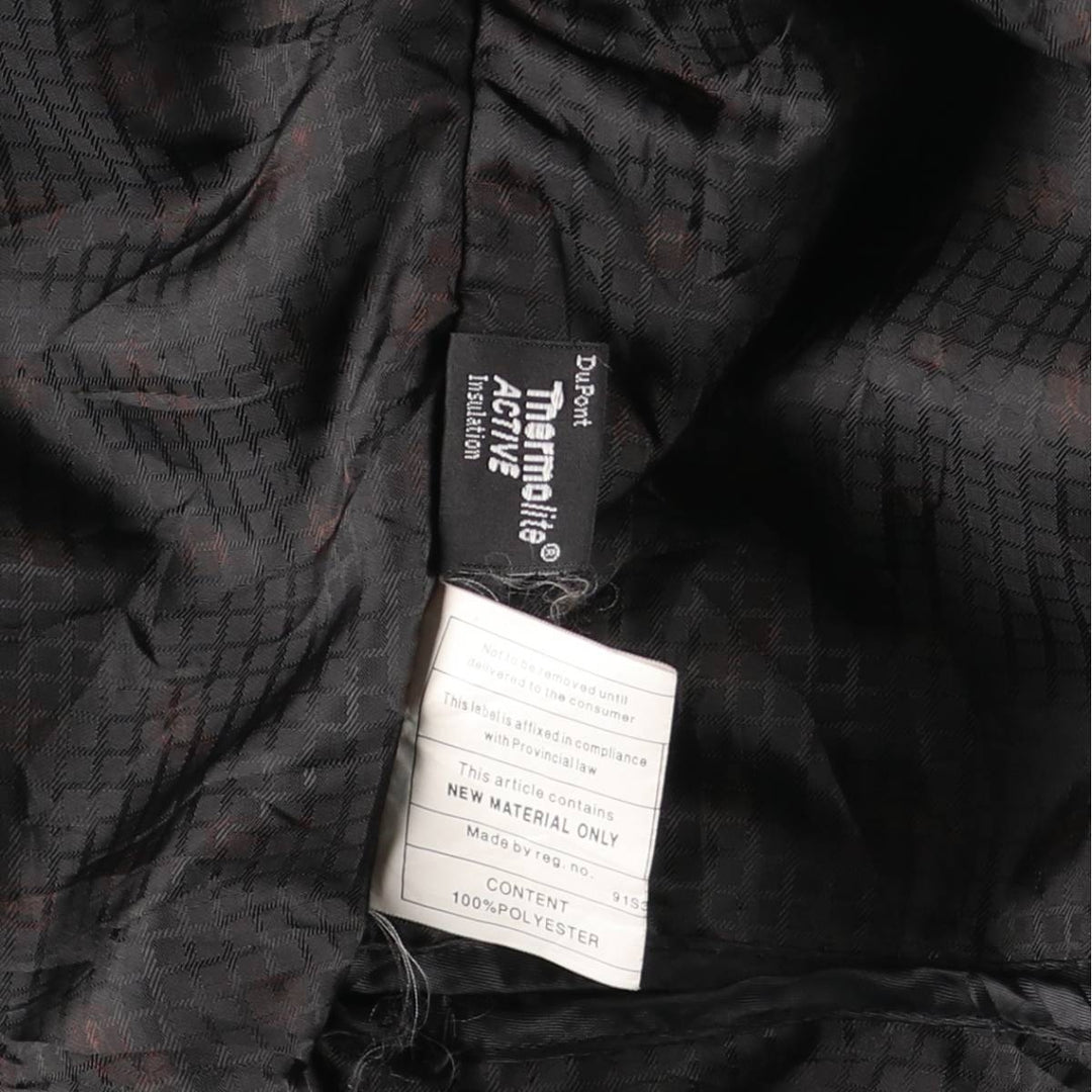 90s-00'S DANIER Padded Stand Collar Leather Blouson, Men's Size Small genuine leather black type Vintage Second Hand