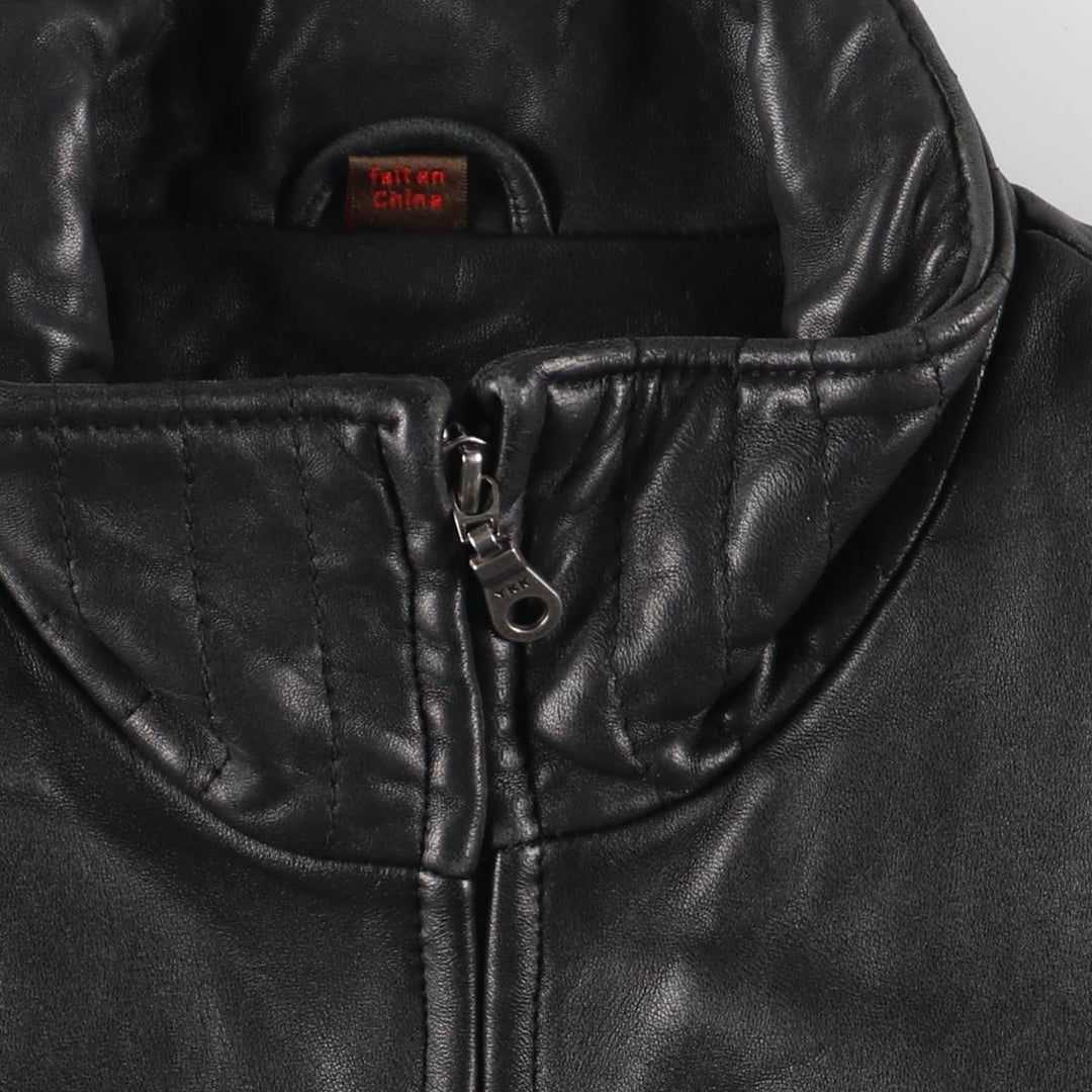 90s-00'S DANIER Padded Stand Collar Leather Blouson, Men's Size Small genuine leather black type Vintage Second Hand