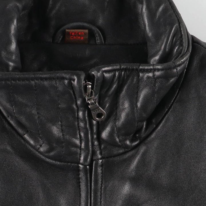 90s-00'S DANIER Padded Stand Collar Leather Blouson, Men's Size Small genuine leather black type Vintage Second Hand