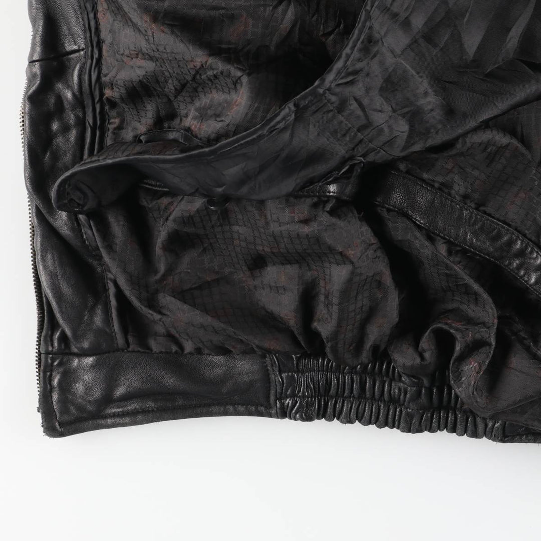 90s-00'S DANIER Padded Stand Collar Leather Blouson, Men's Size Small genuine leather black type Vintage Second Hand