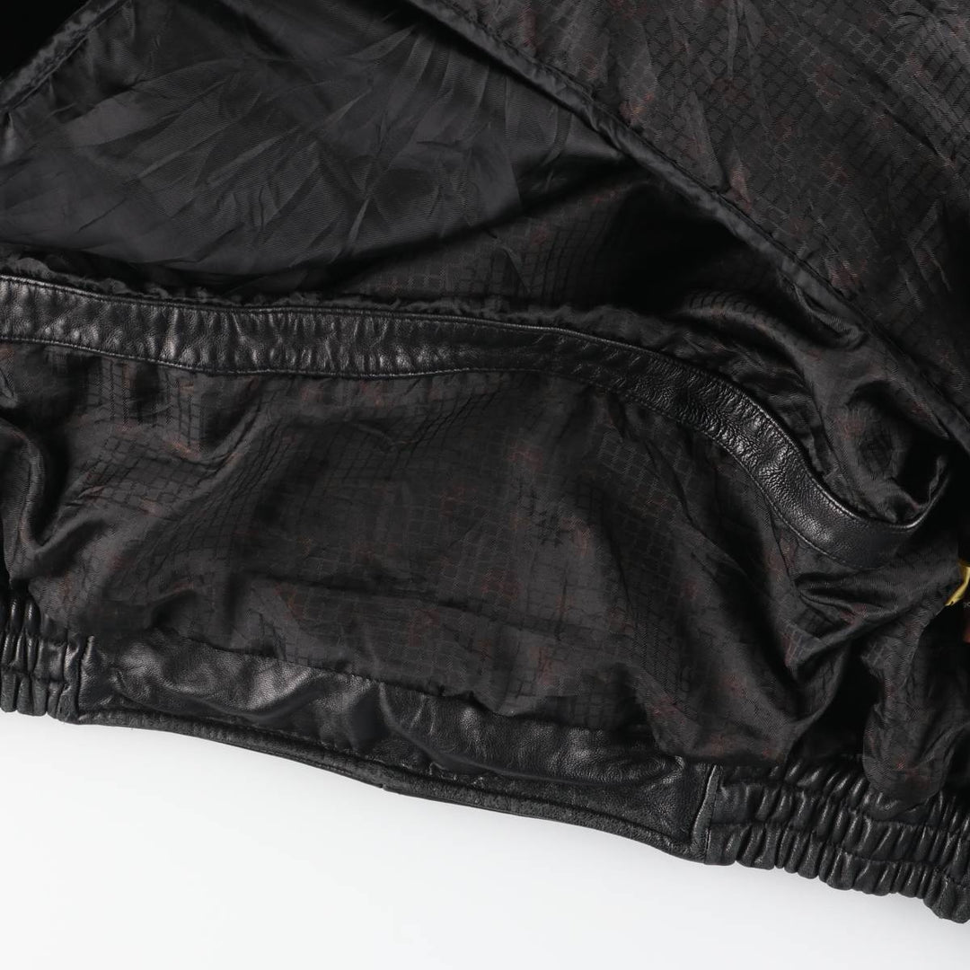 90s-00'S DANIER Padded Stand Collar Leather Blouson, Men's Size Small genuine leather black type Vintage Second Hand