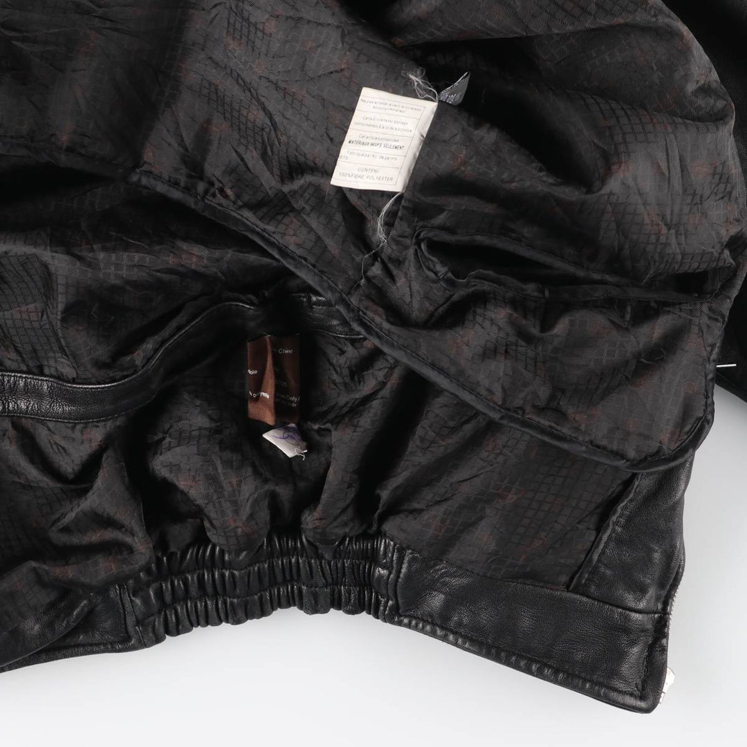90s-00'S DANIER Padded Stand Collar Leather Blouson, Men's Size Small genuine leather black type Vintage Second Hand