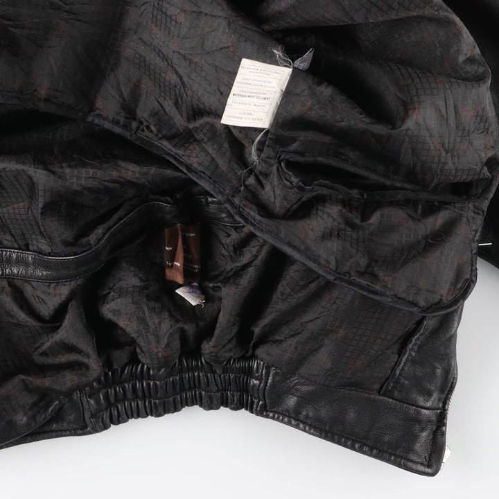 90s-00'S DANIER Padded Stand Collar Leather Blouson, Men's Size Small genuine leather black type Vintage Second Hand