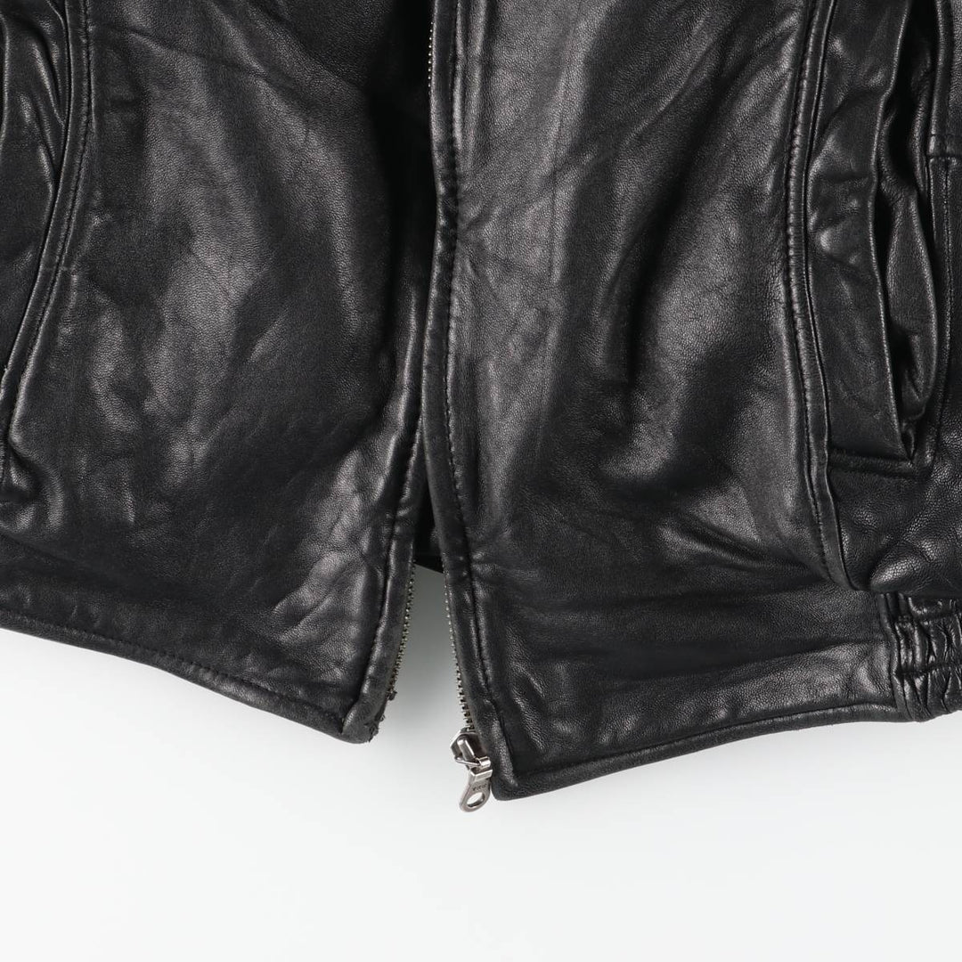90s-00'S DANIER Padded Stand Collar Leather Blouson, Men's Size Small genuine leather black type Vintage Second Hand