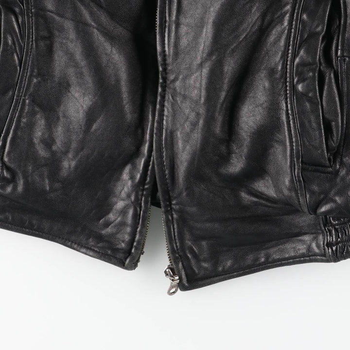 90s-00'S DANIER Padded Stand Collar Leather Blouson, Men's Size Small genuine leather black type Vintage Second Hand