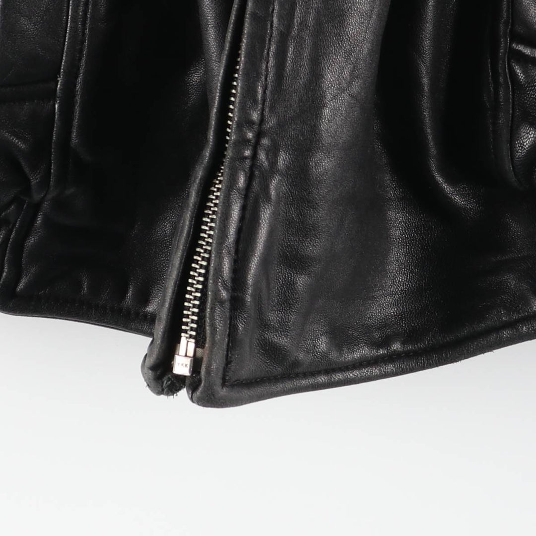 90s-00'S DANIER Padded Stand Collar Leather Blouson, Men's Size Small genuine leather black type Vintage Second Hand