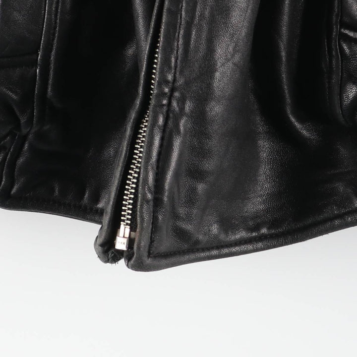90s-00'S DANIER Padded Stand Collar Leather Blouson, Men's Size Small genuine leather black type Vintage Second Hand