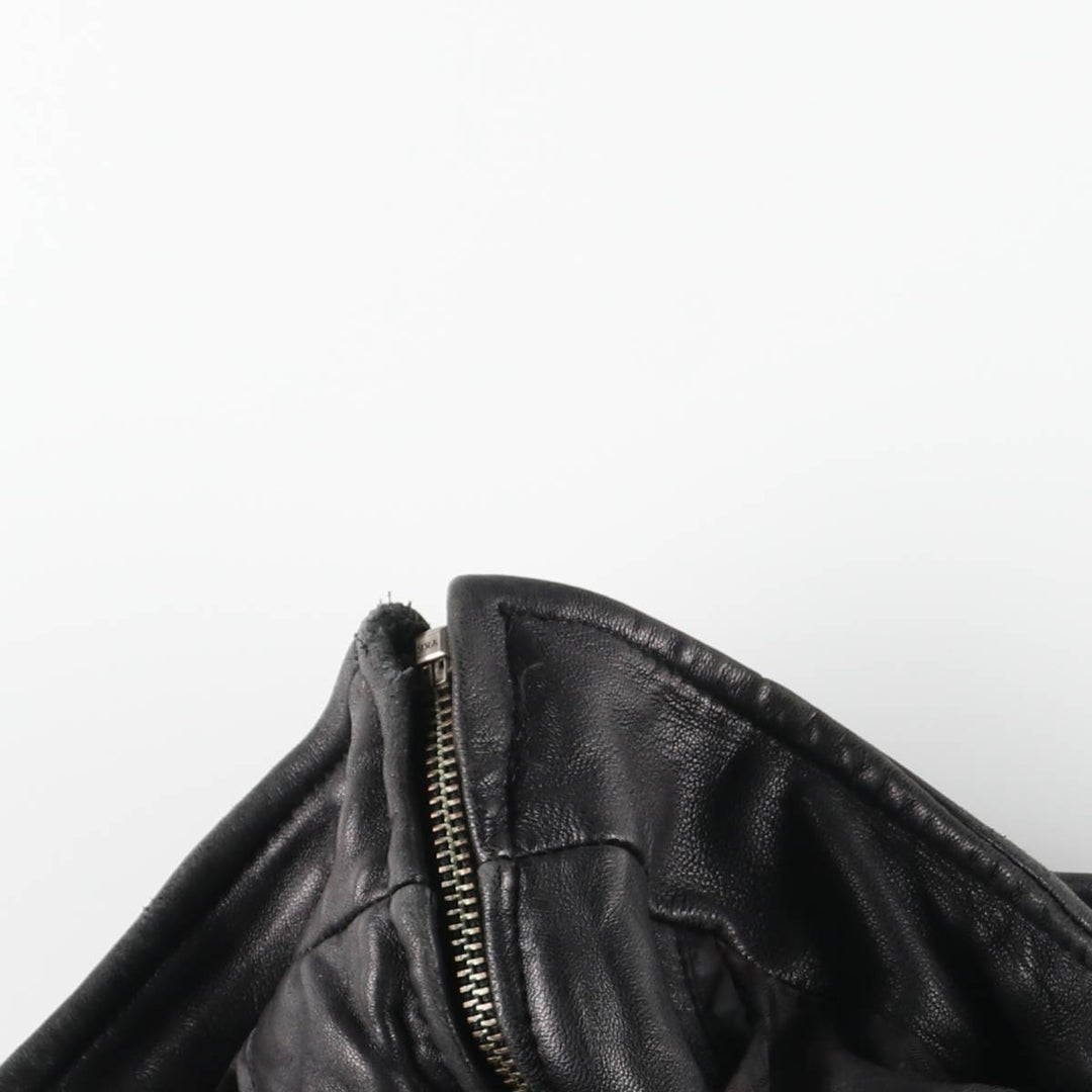 90s-00'S DANIER Padded Stand Collar Leather Blouson, Men's Size Small genuine leather black type Vintage Second Hand