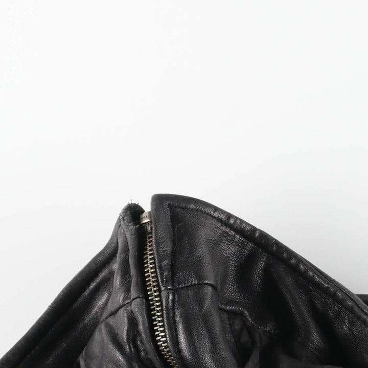 90s-00'S DANIER Padded Stand Collar Leather Blouson, Men's Size Small genuine leather black type Vintage Second Hand