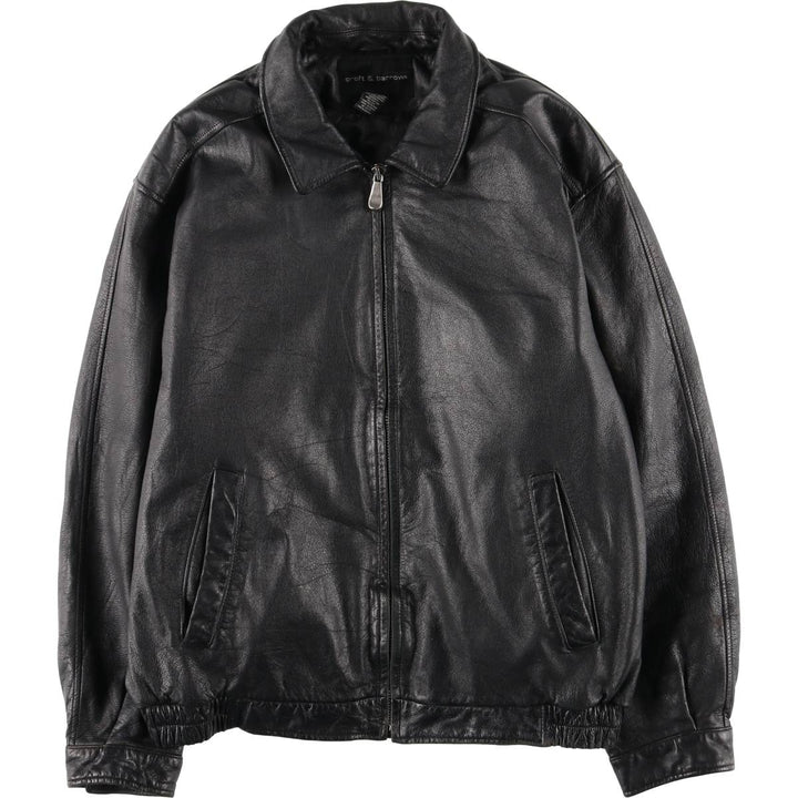 Vintage 90'S CROFT and BARROW padded swing-top leather jacket, size L, men's genuine leather black type Vintage Second Hand