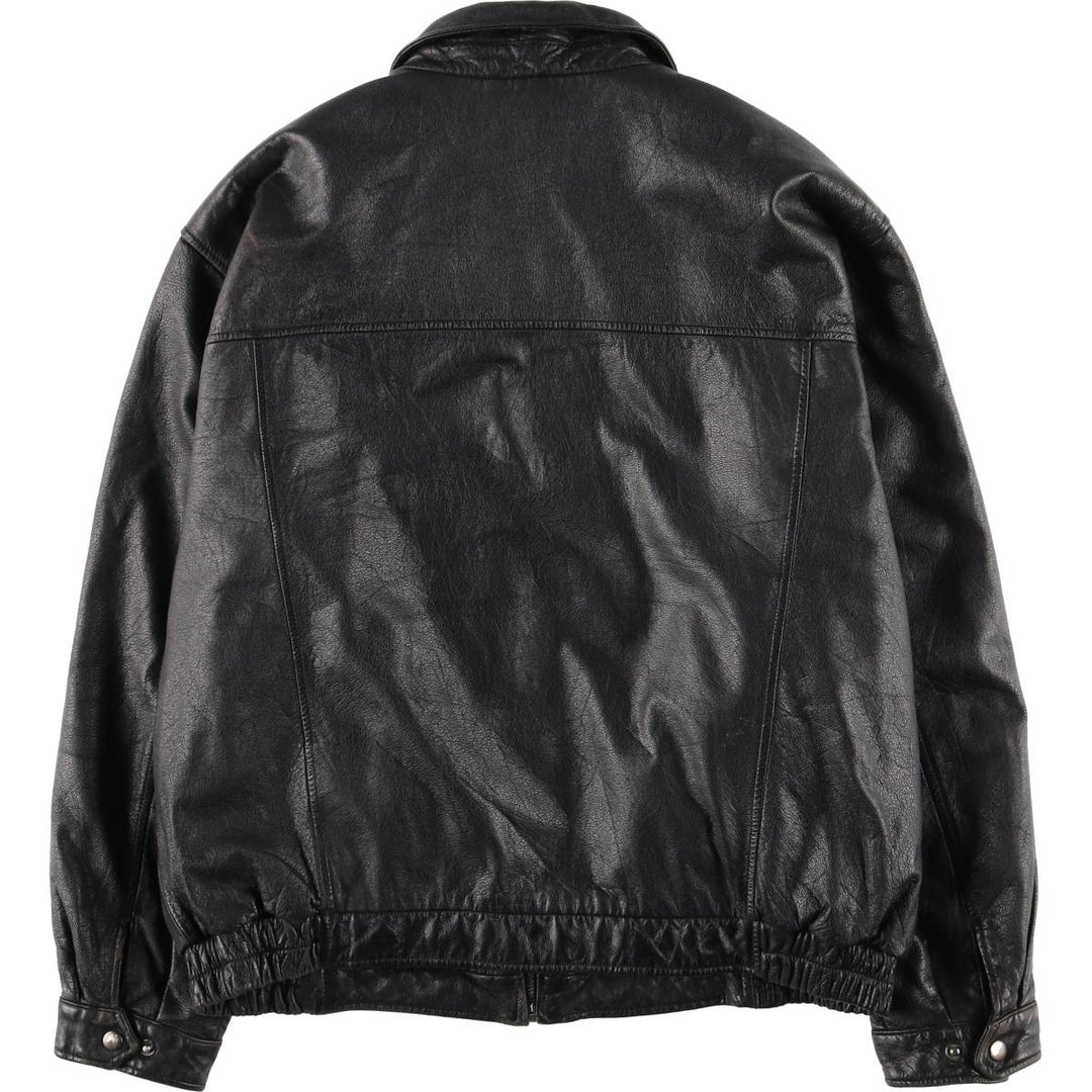 Vintage 90'S CROFT and BARROW padded swing-top leather jacket, size L, men's genuine leather black type Vintage Second Hand