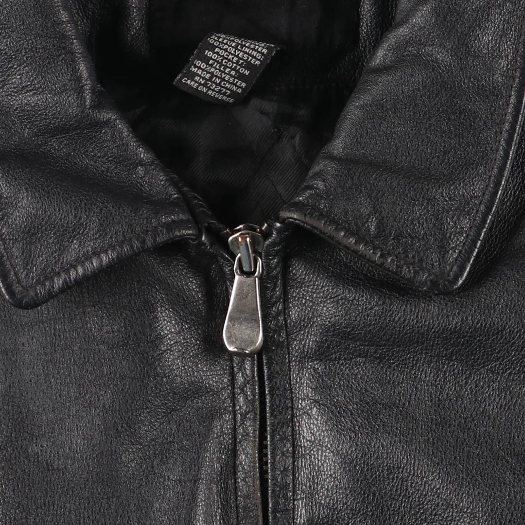 Vintage 90'S CROFT and BARROW padded swing-top leather jacket, size L, men's genuine leather black type Vintage Second Hand