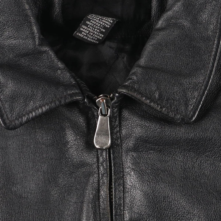 Vintage 90'S CROFT and BARROW padded swing-top leather jacket, size L, men's genuine leather black type Vintage Second Hand