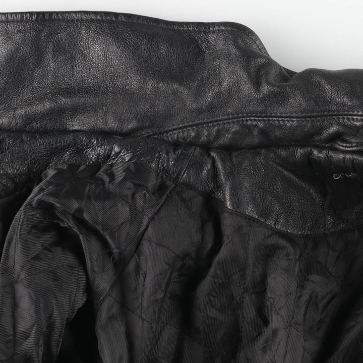 Vintage 90'S CROFT and BARROW padded swing-top leather jacket, size L, men's genuine leather black type Vintage Second Hand