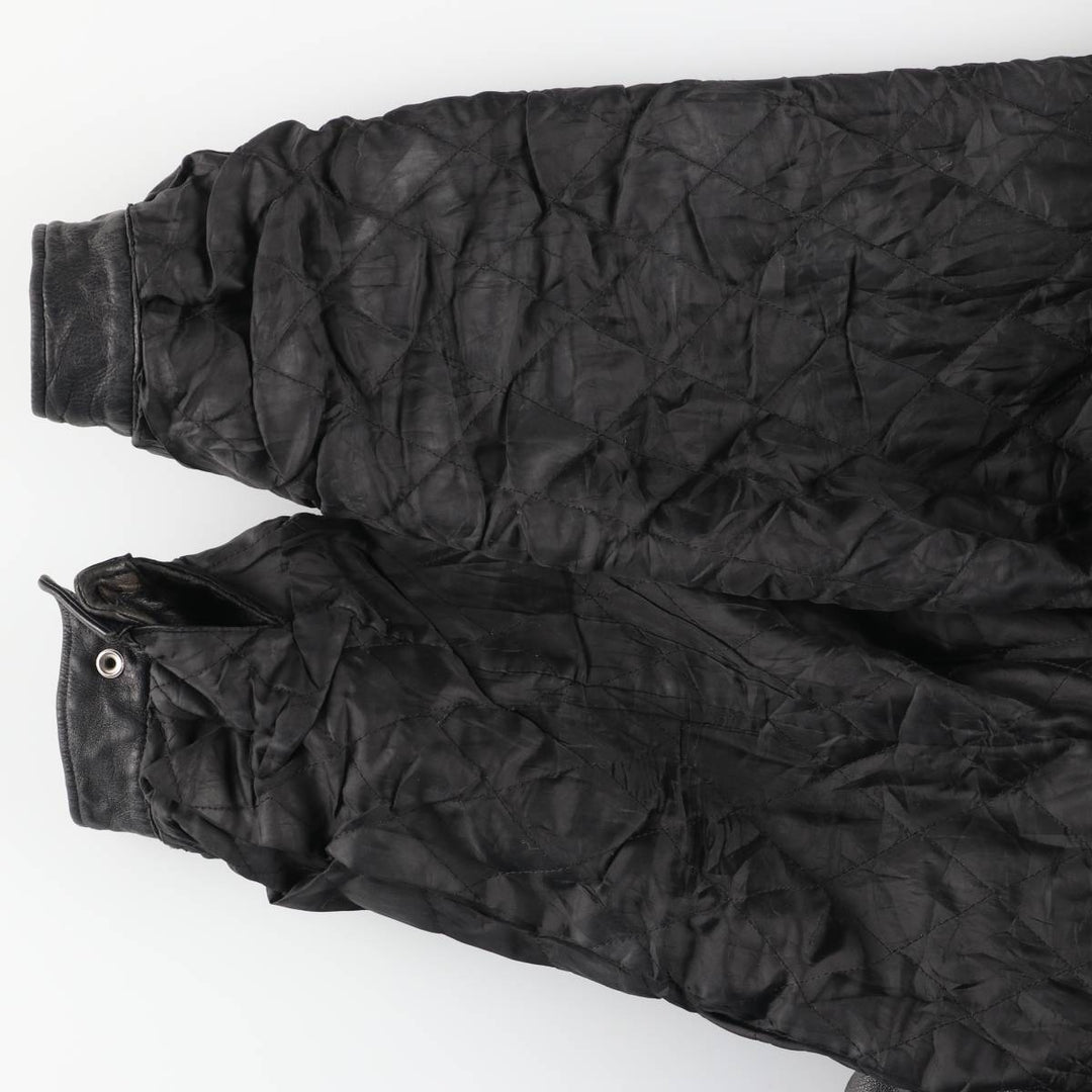 Vintage 90'S CROFT and BARROW padded swing-top leather jacket, size L, men's genuine leather black type Vintage Second Hand