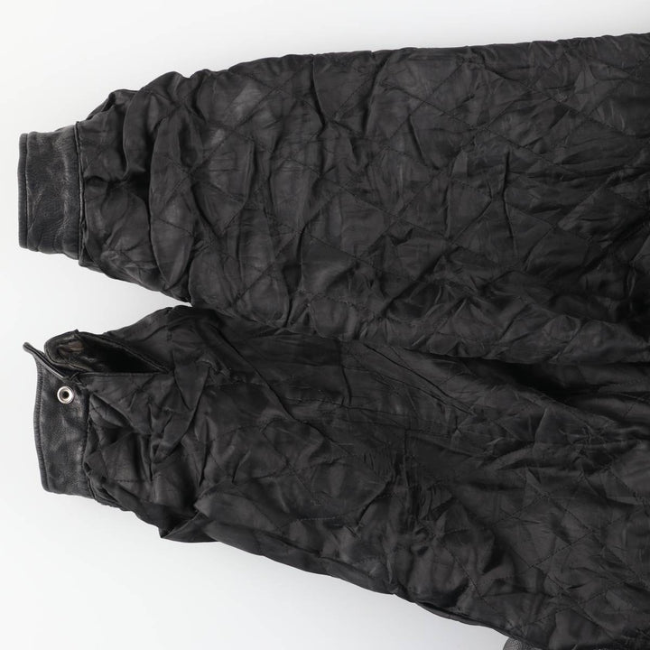 Vintage 90'S CROFT and BARROW padded swing-top leather jacket, size L, men's genuine leather black type Vintage Second Hand