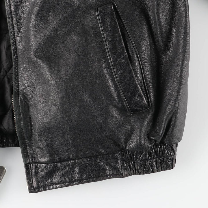 Vintage 90'S CROFT and BARROW padded swing-top leather jacket, size L, men's genuine leather black type Vintage Second Hand