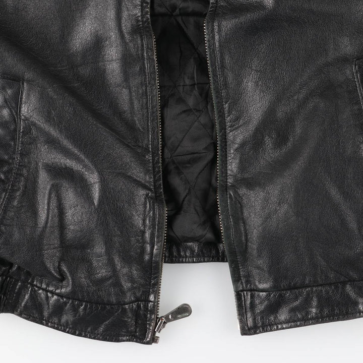 Vintage 90'S CROFT and BARROW padded swing-top leather jacket, size L, men's genuine leather black type Vintage Second Hand