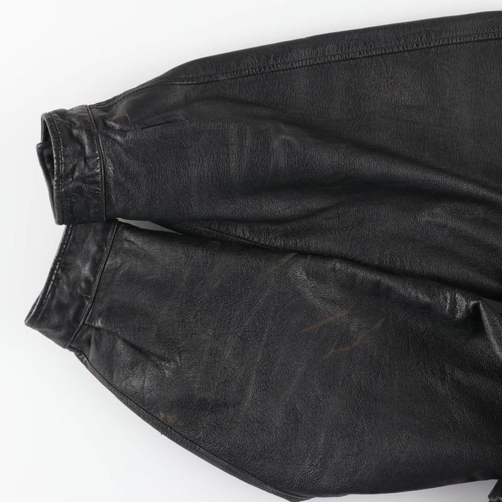 Vintage 90'S CROFT and BARROW padded swing-top leather jacket, size L, men's genuine leather black type Vintage Second Hand