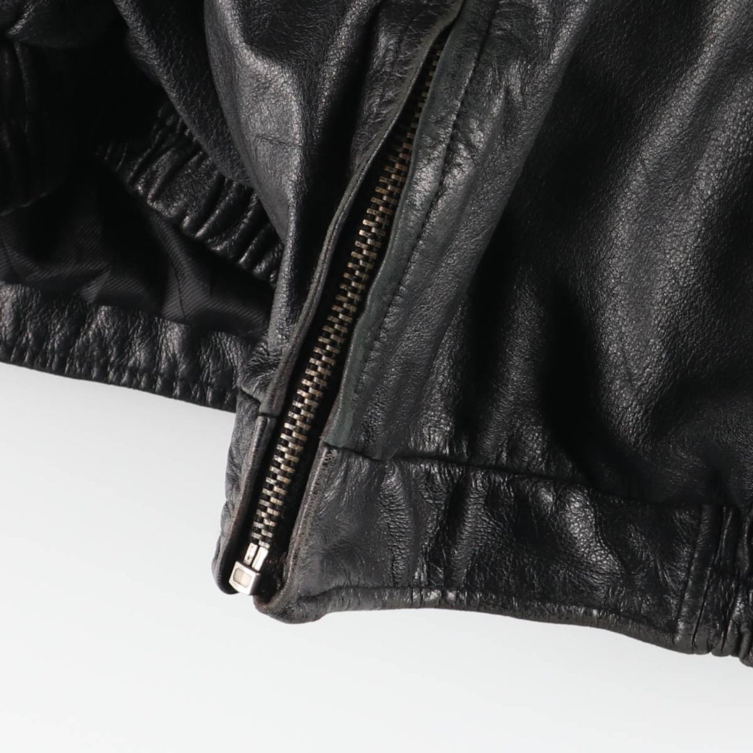 Vintage 90'S CROFT and BARROW padded swing-top leather jacket, size L, men's genuine leather black type Vintage Second Hand