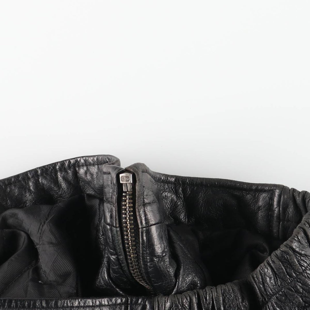 Vintage 90'S CROFT and BARROW padded swing-top leather jacket, size L, men's genuine leather black type Vintage Second Hand