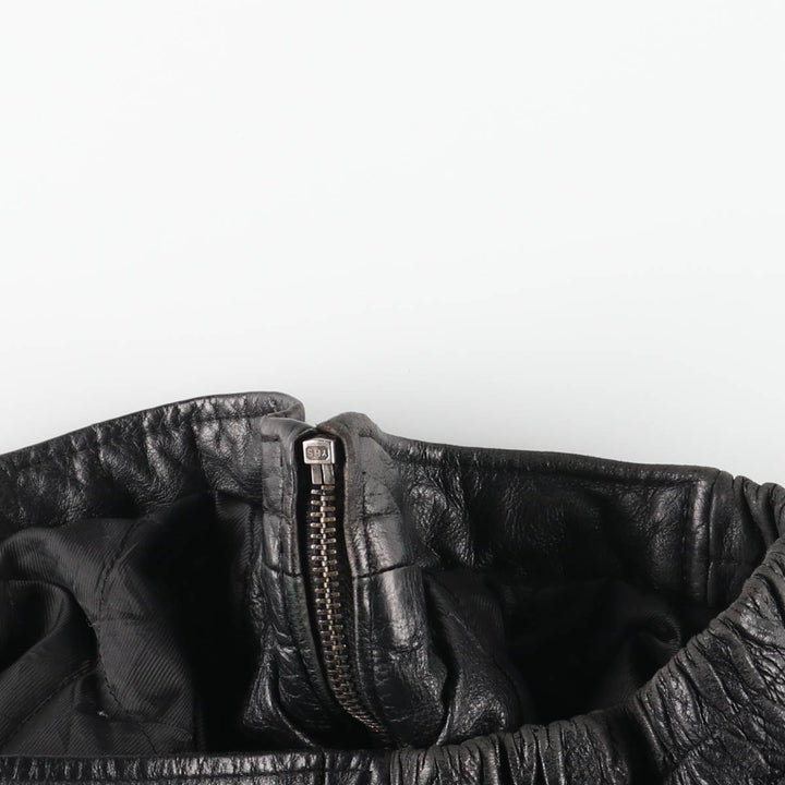Vintage 90'S CROFT and BARROW padded swing-top leather jacket, size L, men's genuine leather black type Vintage Second Hand